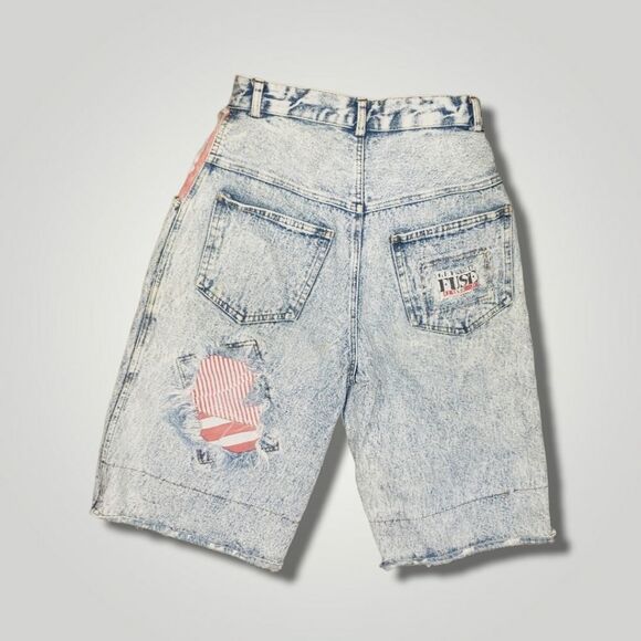 Vintage fused Patriotic jean hi rise shorts 5 / 6 - Picture 4 of 8